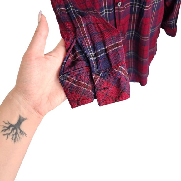 Rails Plaid Bianca Shirtdress Burgundy Blue Long Sleeve Collared Dress Sz M - Picture 5 of 12